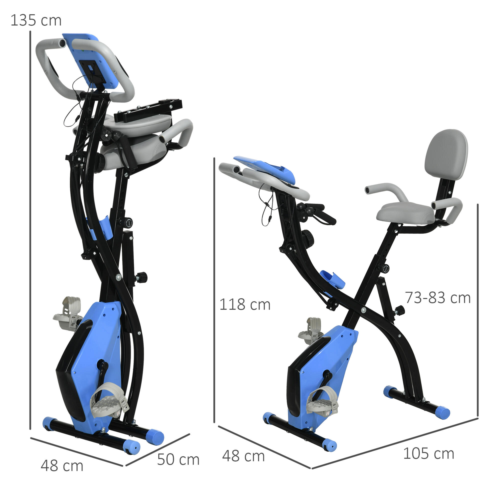 Vélo d'appartement pliable HOMCOM, 8 niveaux de résistance magnétique 4/4