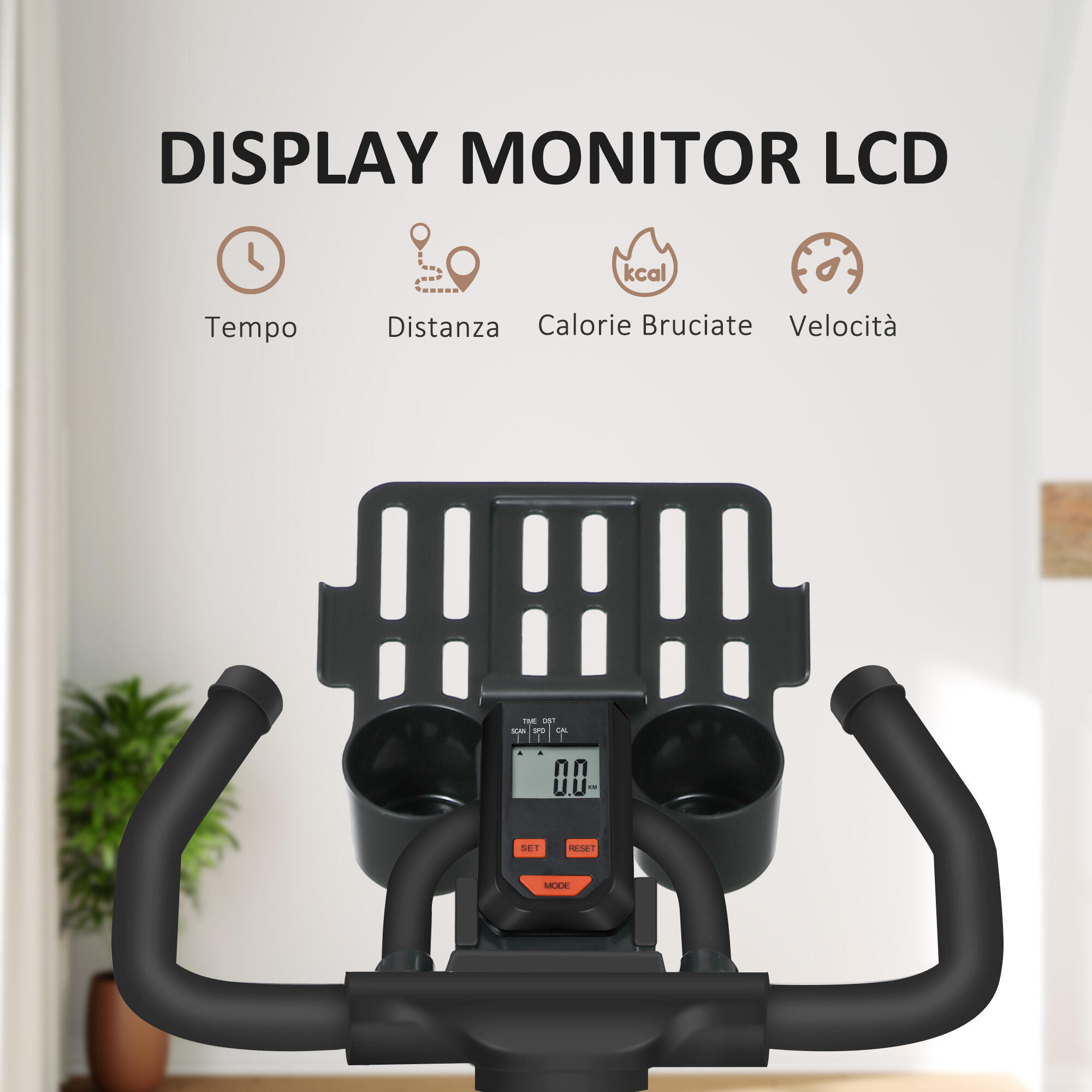 HOMCOM Cyclette da Casa con Volano da 8 kg e Schermo LCD Rosso e Nero 4/7