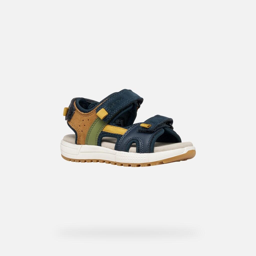 Sandales Garçon J SANDAL ALBEN BOY Bleu Marine/Ocre 4/7
