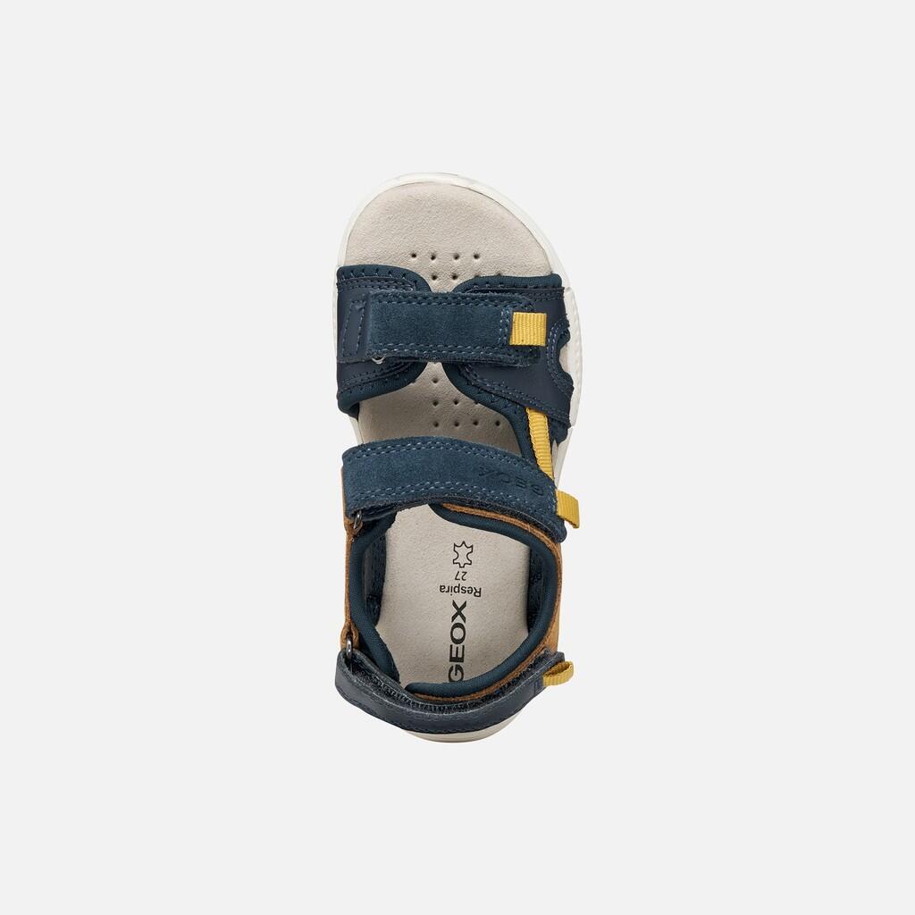 Sandales Garçon J SANDAL ALBEN BOY Bleu Marine/Ocre 7/7
