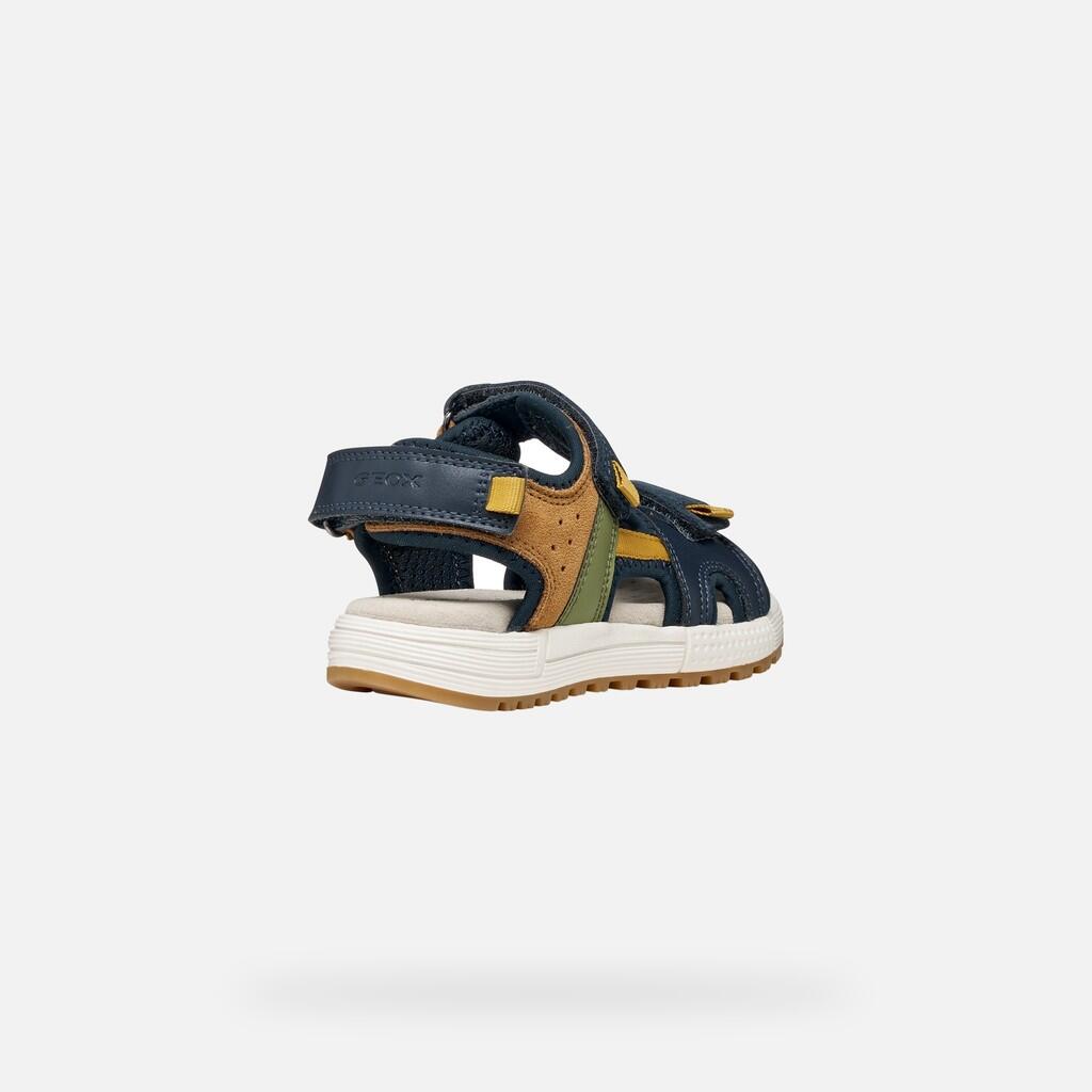 Sandales Garçon J SANDAL ALBEN BOY Bleu Marine/Ocre 6/7