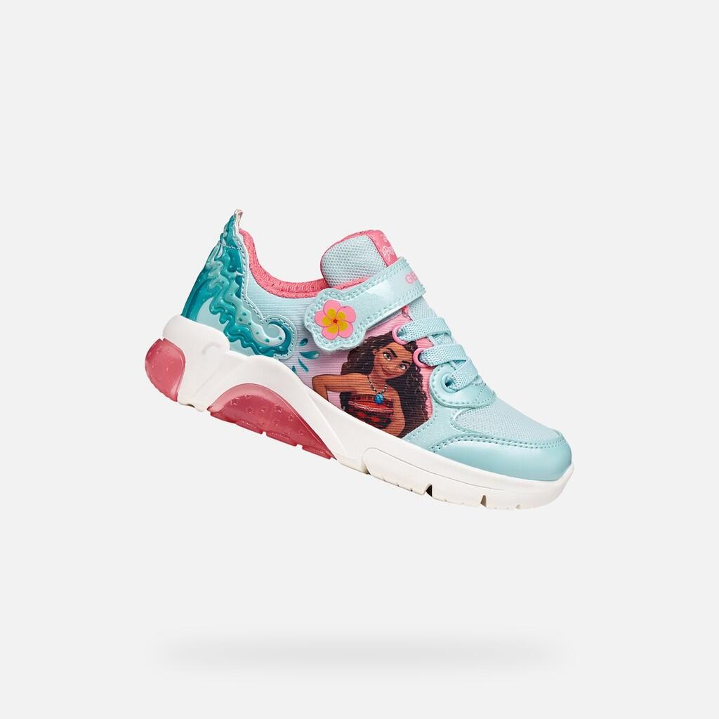 Geox - Baskets Fille J Fadinlight Girl Bleu Eau/corail - Chaussures De Sport - Bleu|multicolore - Decathlon