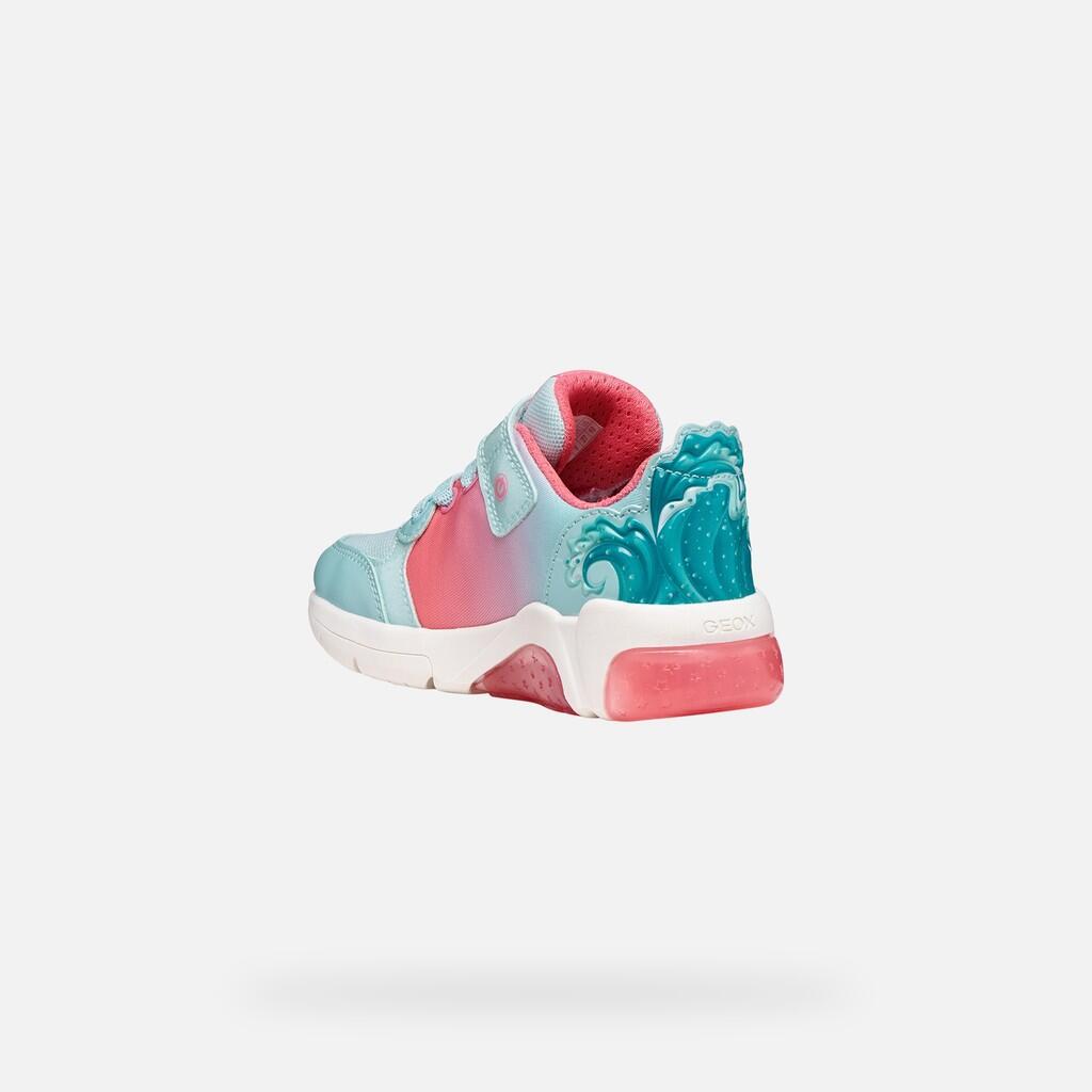 Baskets Fille J FADINLIGHT GIRL Bleu Eau/Corail 5/7
