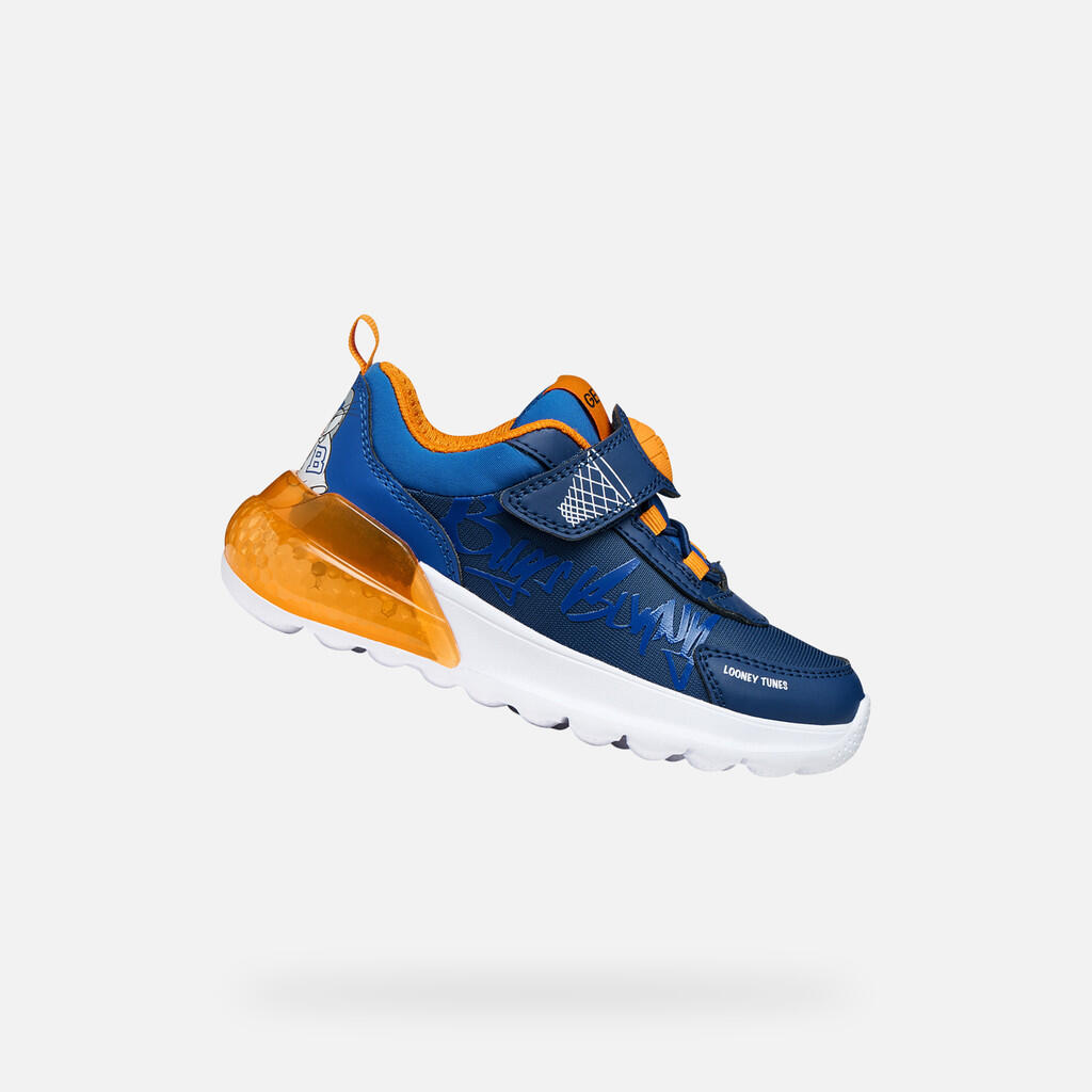 Geox - Baskets Garçon Activart Illuminus Boy Bleu Marine/orange - Chaussures De Sport - Bleu|orange - Decathlon