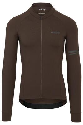 Solid fietsshirt lange mouwen performance ground coffee heren