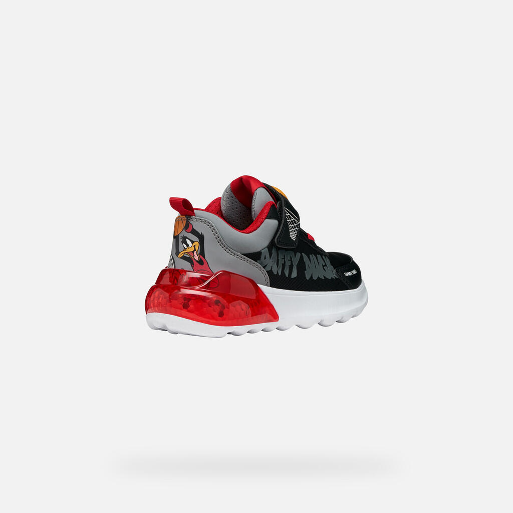 Baskets Garçon J ACTIVART ILLUMINUS BOY Noir/Rouge 5/7