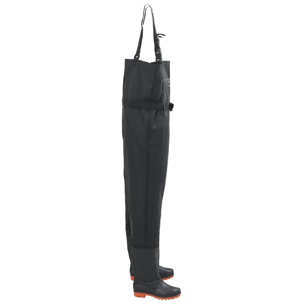 VidaXL Waders z wbudowanymi butami i paskiem rozmiar 46 czarny 2/2