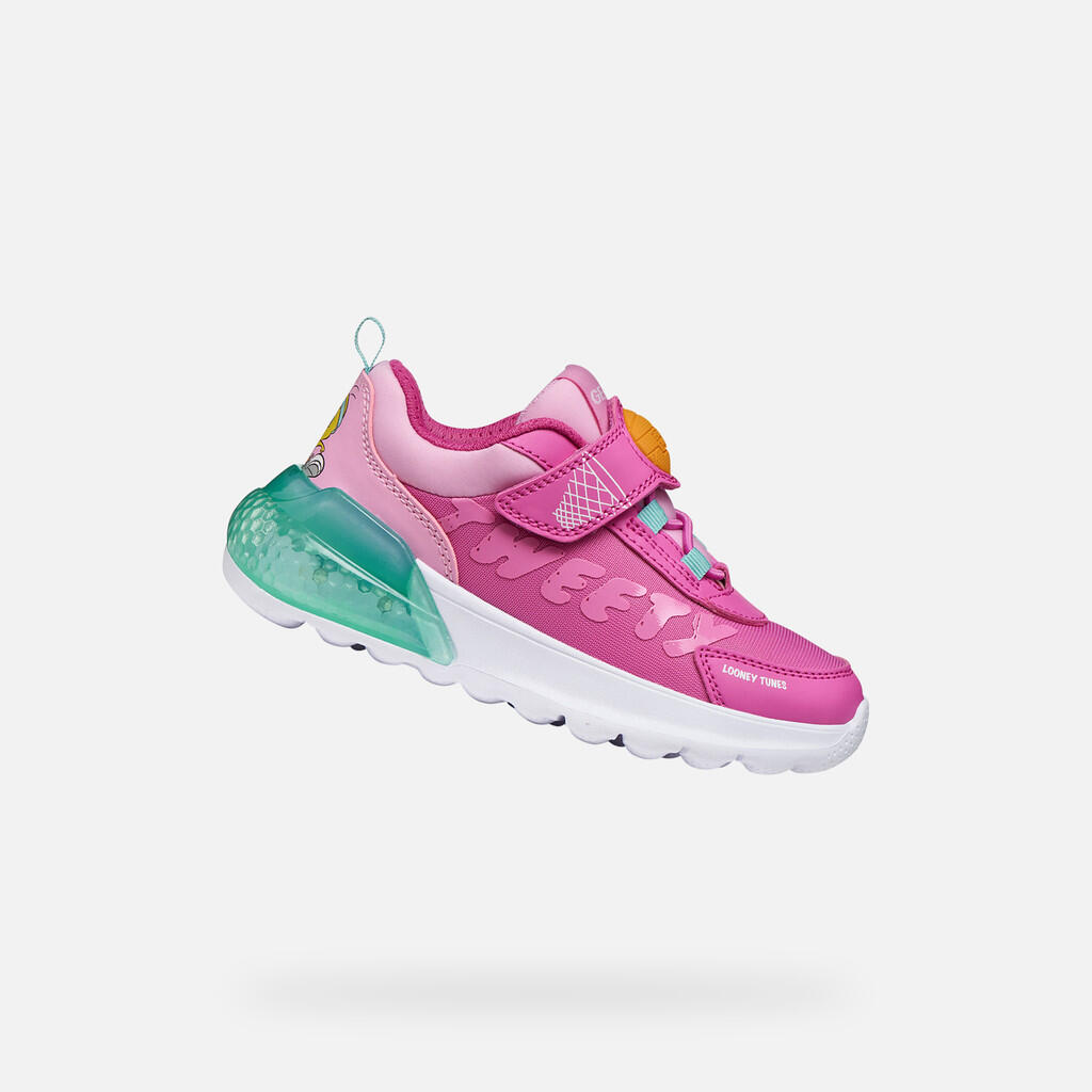 Geox - Baskets Fille J Activart Illuminus Fuchsia/vert D'Eau - Chaussures De Sport - Bleu|rose - Decathlon