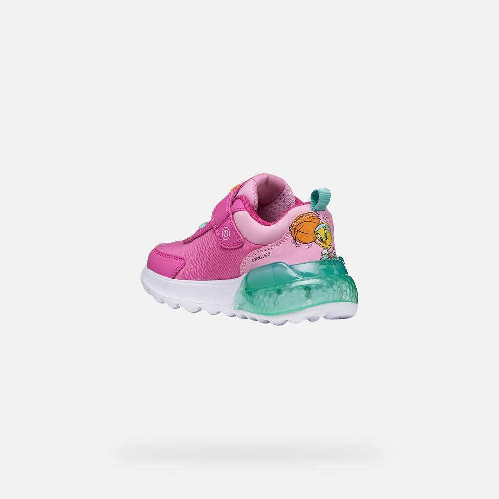 Baskets Fille J ACTIVART ILLUMINUS GIRL Fuchsia/Vert D'eau 4/7
