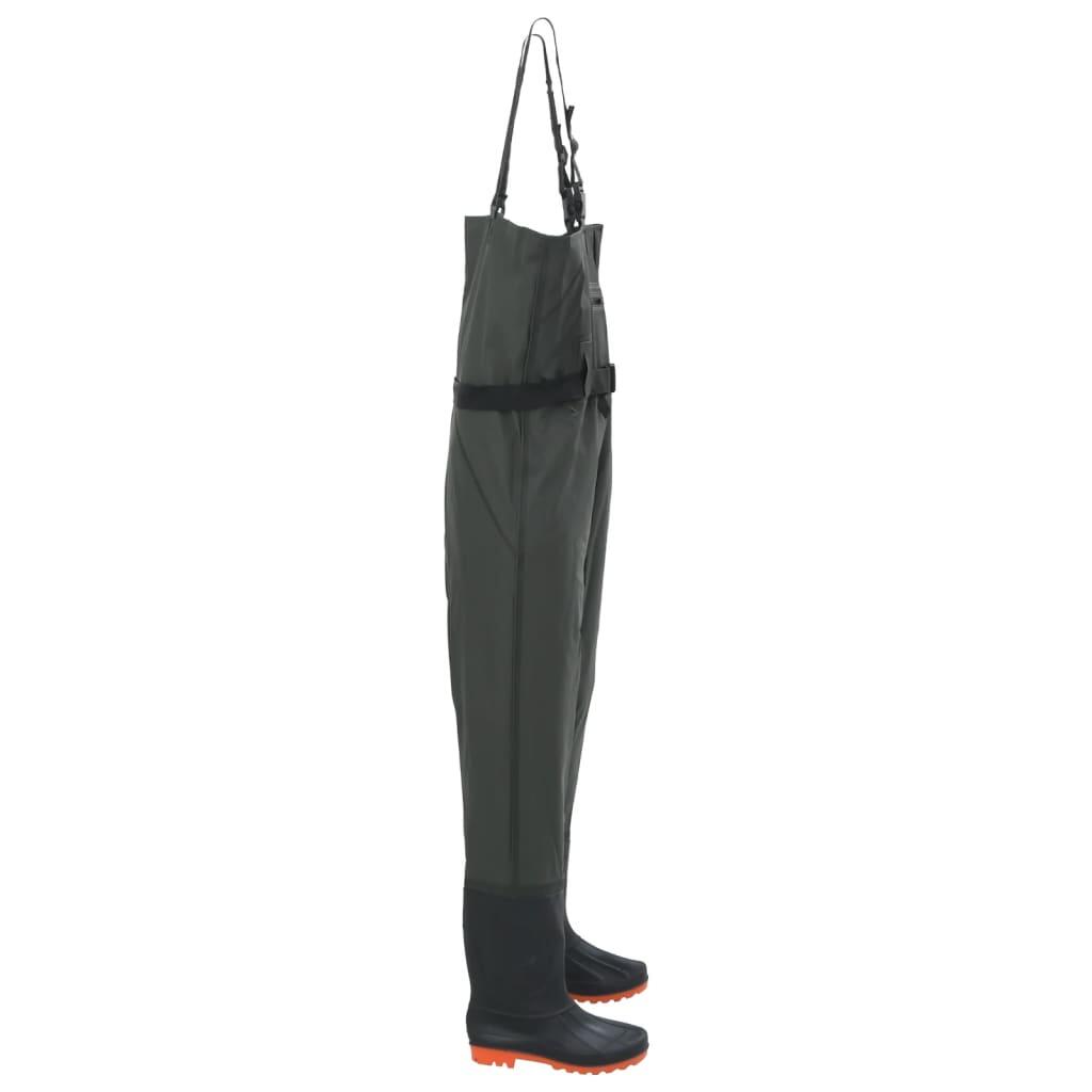 VidaXL salopette da pesca con stivali integrati e cintura taglia 41 verde scuro 2/2