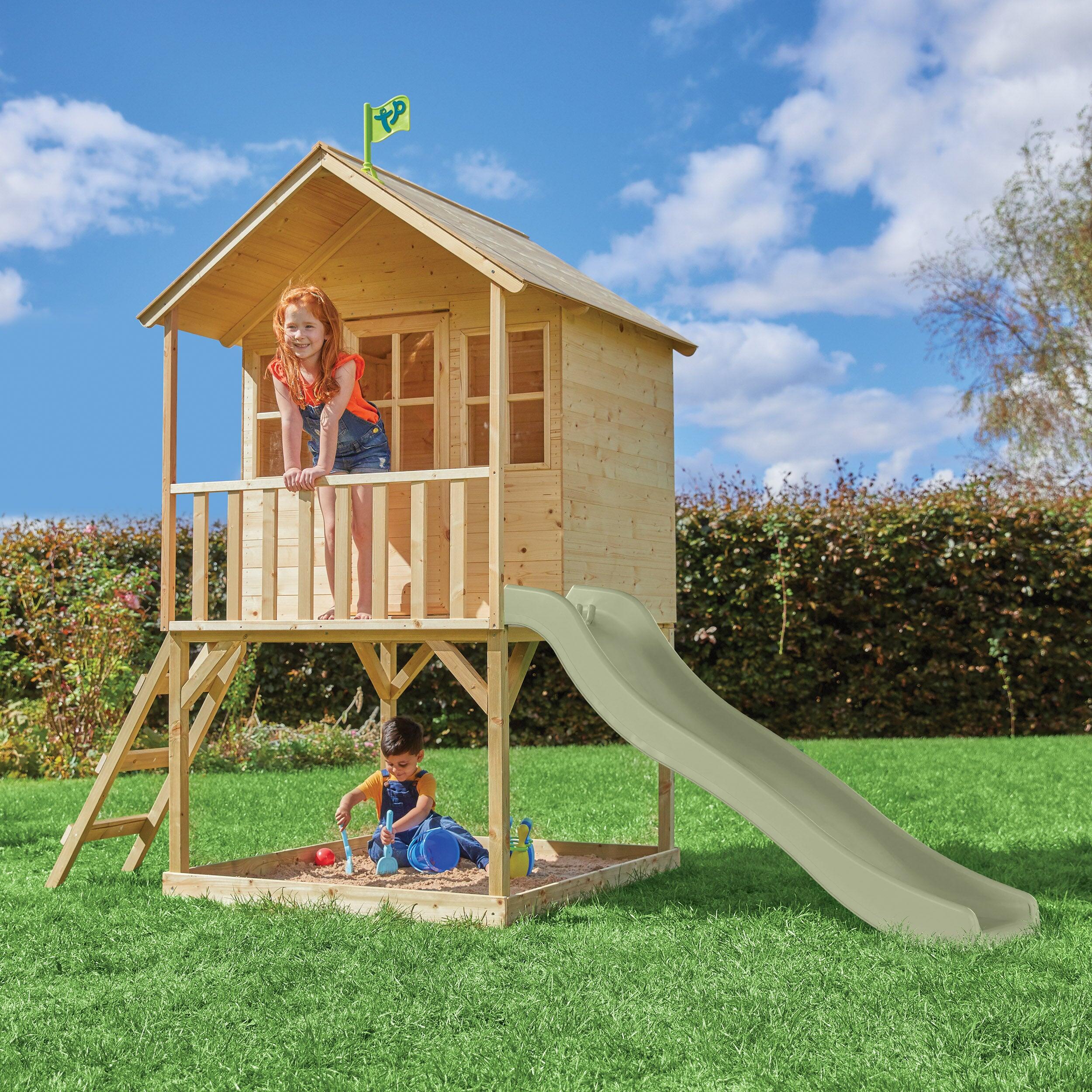 Maisonnette cabane sur pilotis avec toboggan COLLINE bois FSC® 2/5