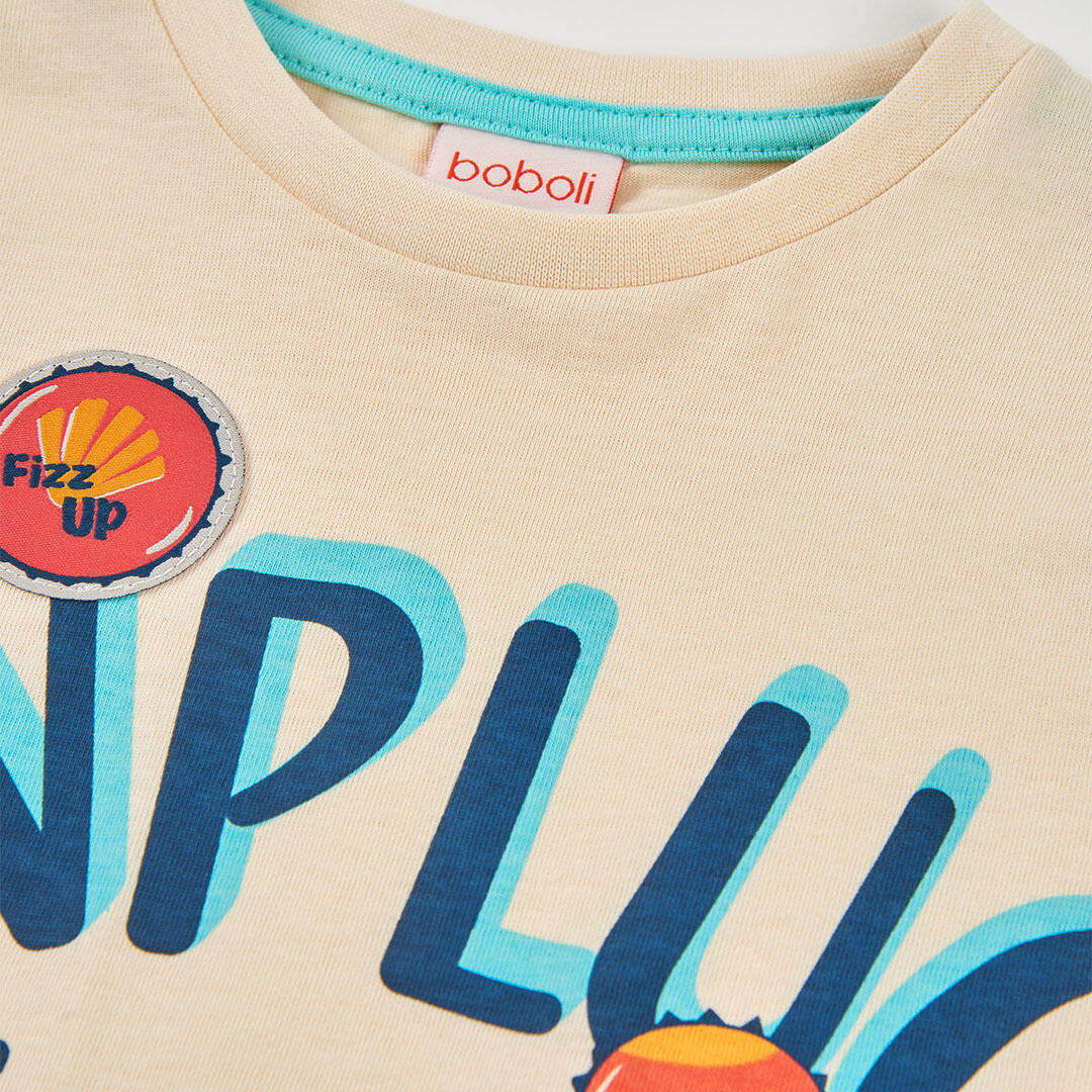 Camisetas de verano de gimnasia kids niño boboli crudo 3/4