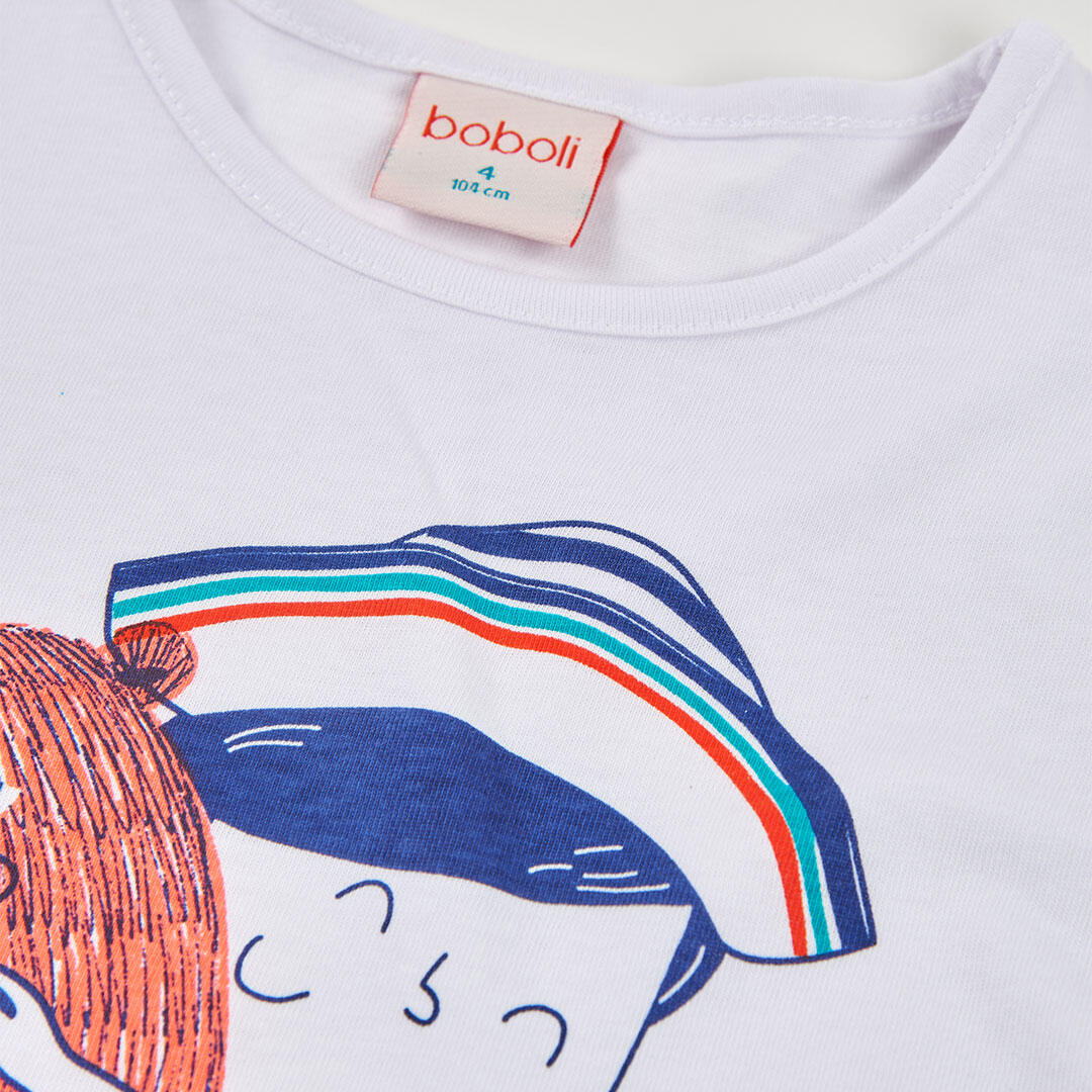 Camisetas de verano de senderismo kids niña boboli blanco 3/4