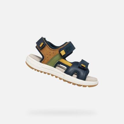 Sandales Garçon J SANDAL ALBEN BOY Bleu Marine/Ocre