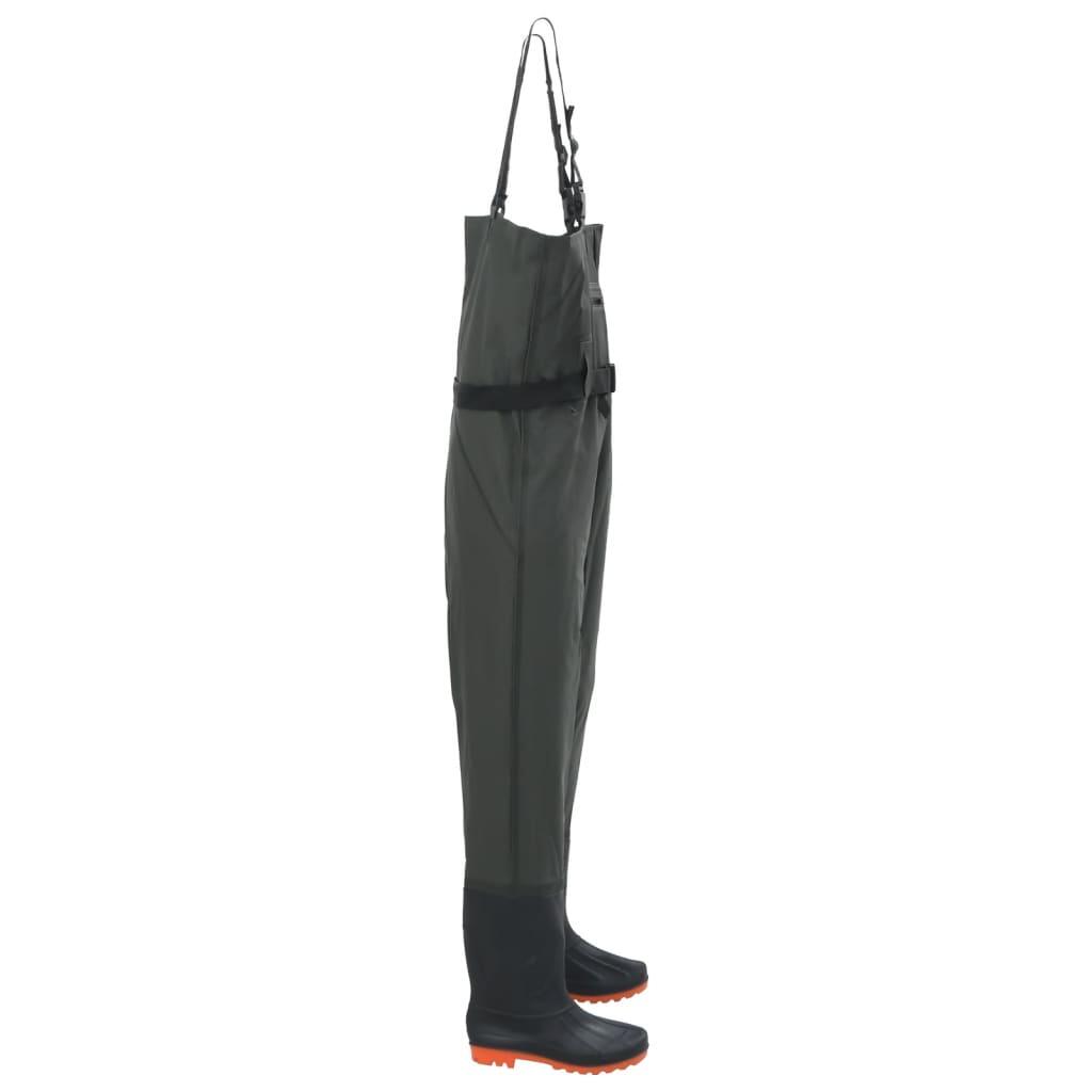 VidaXL waders con stivali e cintura taglia 44 verde scuro 2/2