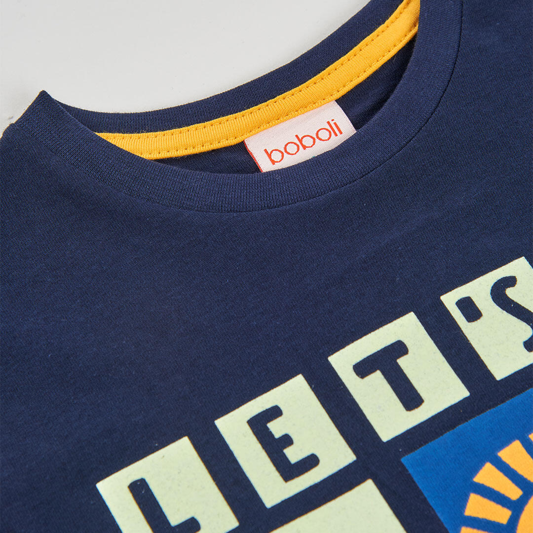 Camisetas de verano de gimnasia kids niño boboli azul 3/4