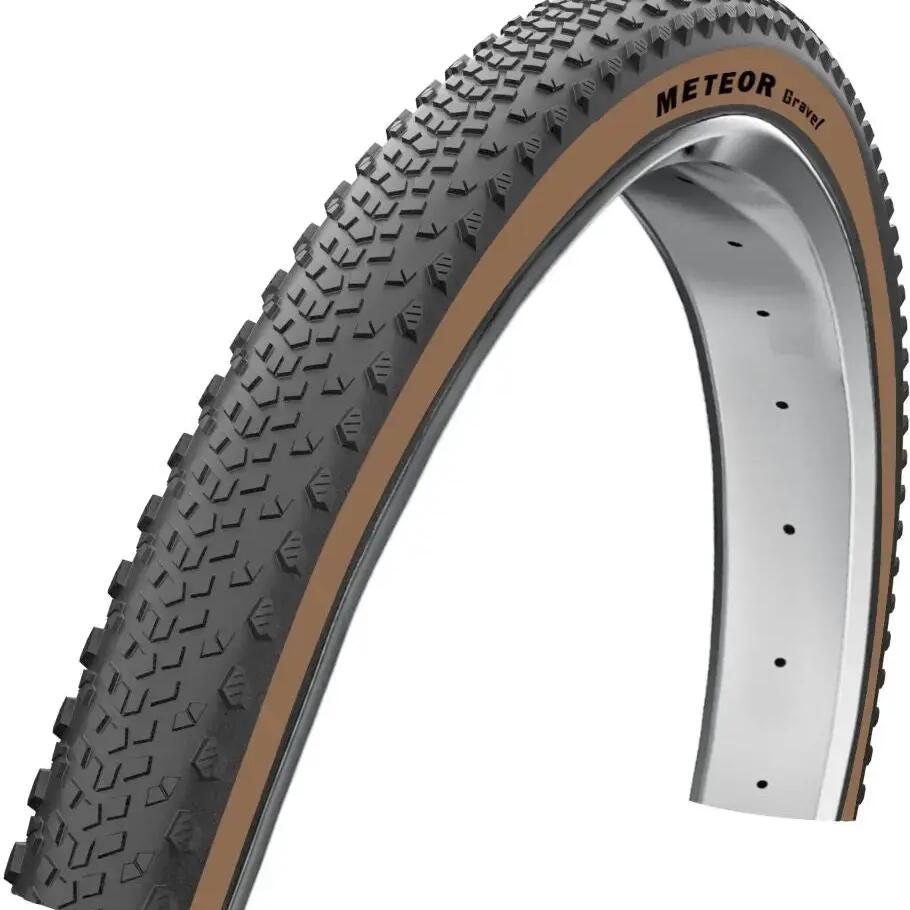Edge Meteor Gravel Tyre 28 x 1.60 (42-622) - Black with Brown Sidewall.