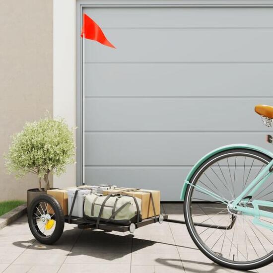 VidaXL Przyczepka rowerowa 122x53x28 cm żelazo czarna