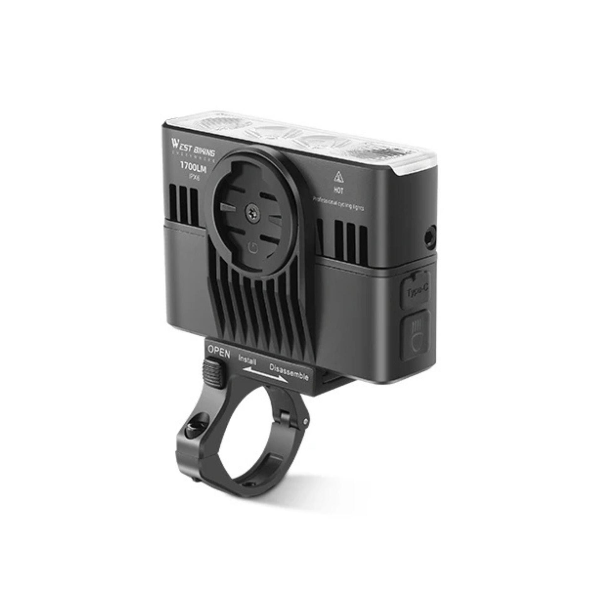 Lampka przednia rowerowa west biking 1700 lm usb c ipx6 3/3