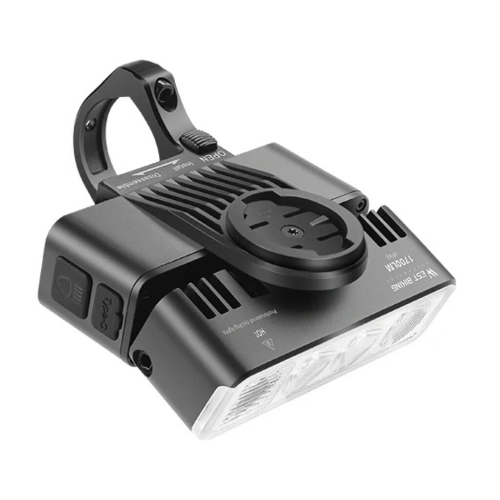 West biking bike front light 1700 lumens usb c ipx6 adjustable mount