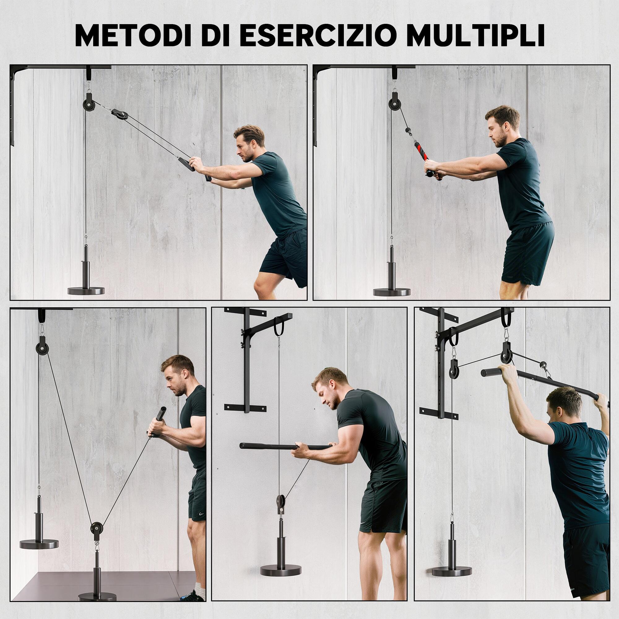 SPORTNOW Pulley Machine con Attacco per Dischi Pesi Universali e Accessori 4/8