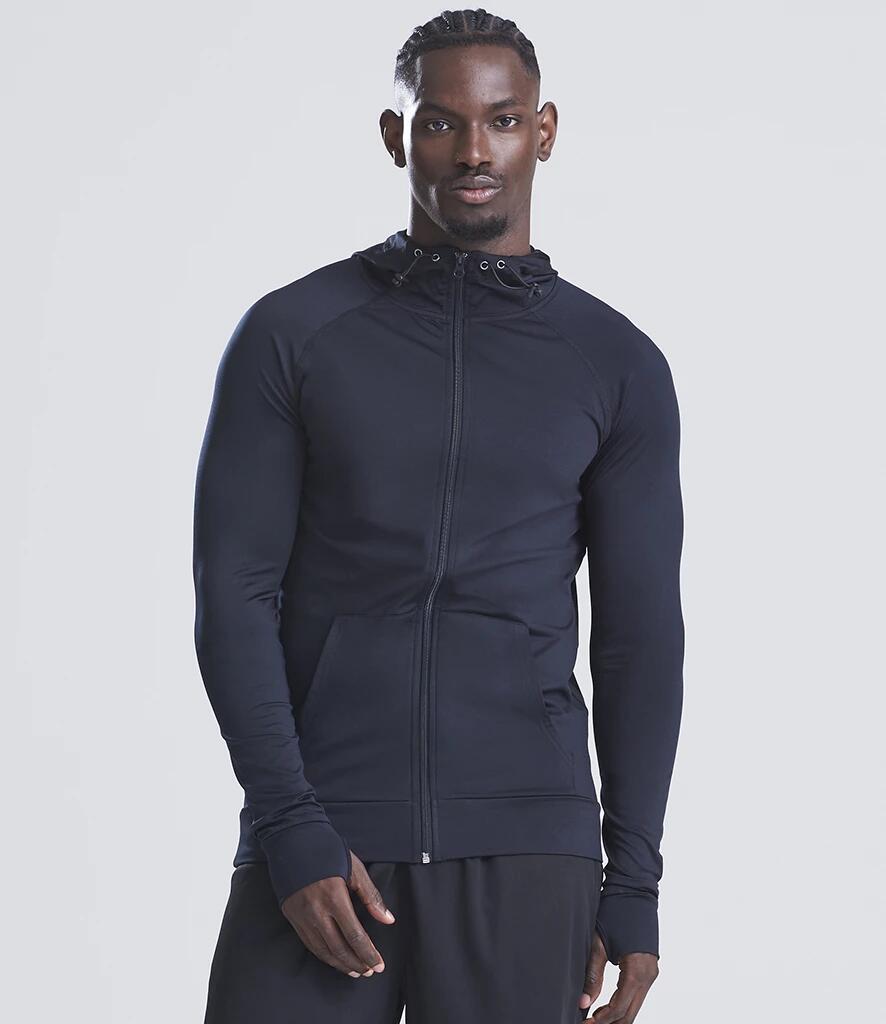 AWDis Cool Men's Contrast Zoodie Full Zip Training Hoodie - Black