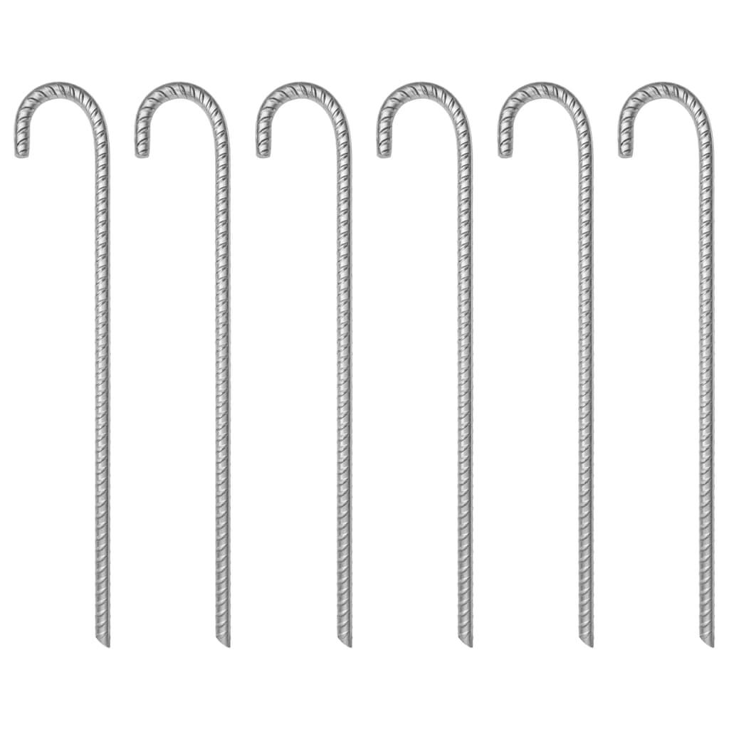 Vidaxl - Piquets De Tente Vidaxl 6 Pcs Ø12 Mm 415 Cm Acier Galvanisé - Piquet De Tente - Gris|incolore - No Size - Decathlon