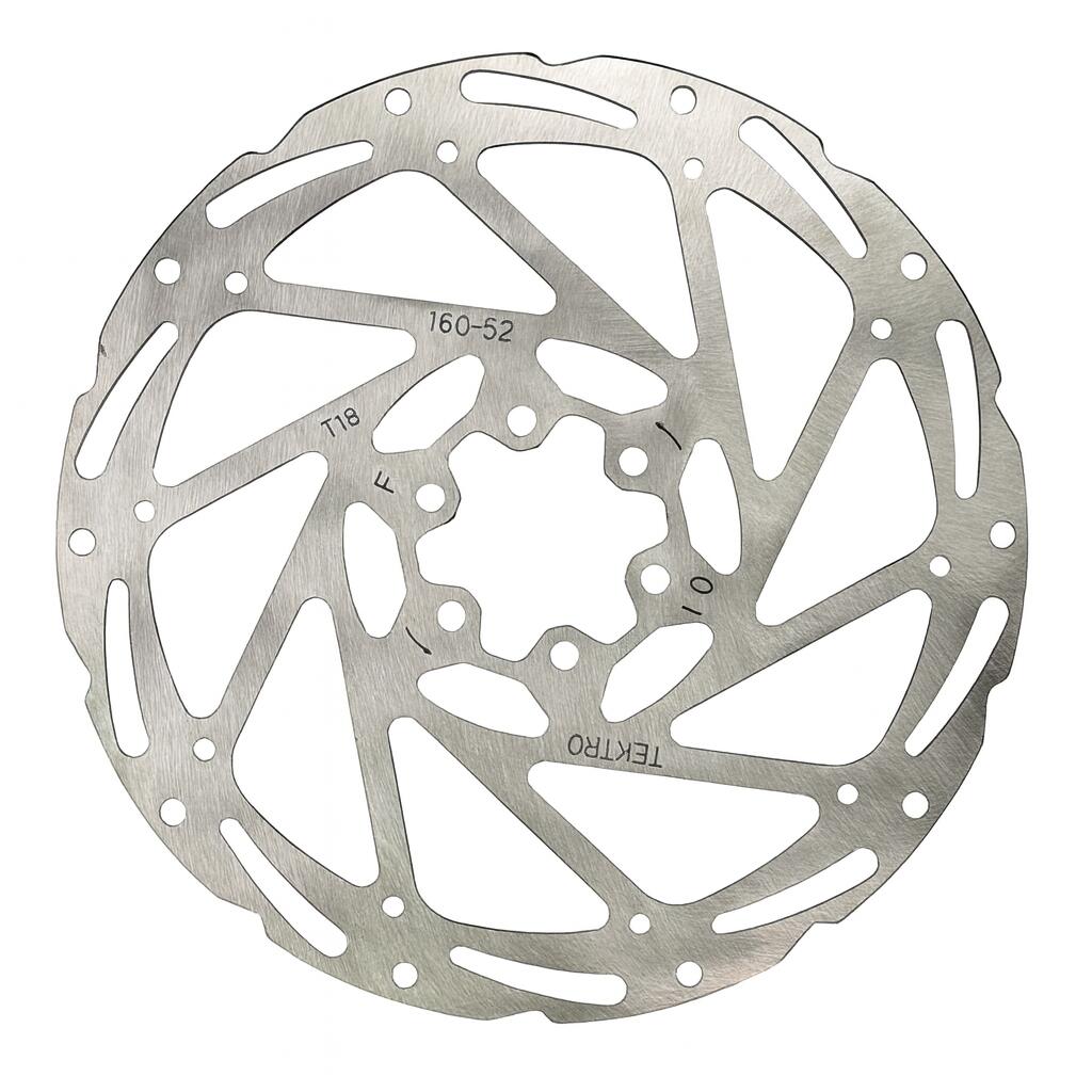 Tektro TR160-52 160 mm Brake Rotor – Stainless Steel, 6‑Bolt, Silver.
