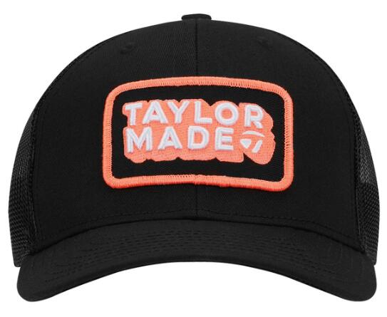TaylorMade New Retro Trucker Hat, Gorra de Golf para Hombre, Negro/Coral 4/5