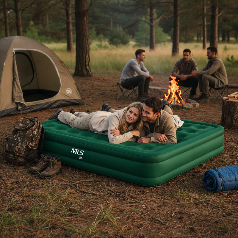 Saltea gonflabilă dublă 200×145 cm cu pompă 270 kg  NILS CAMP NC2808