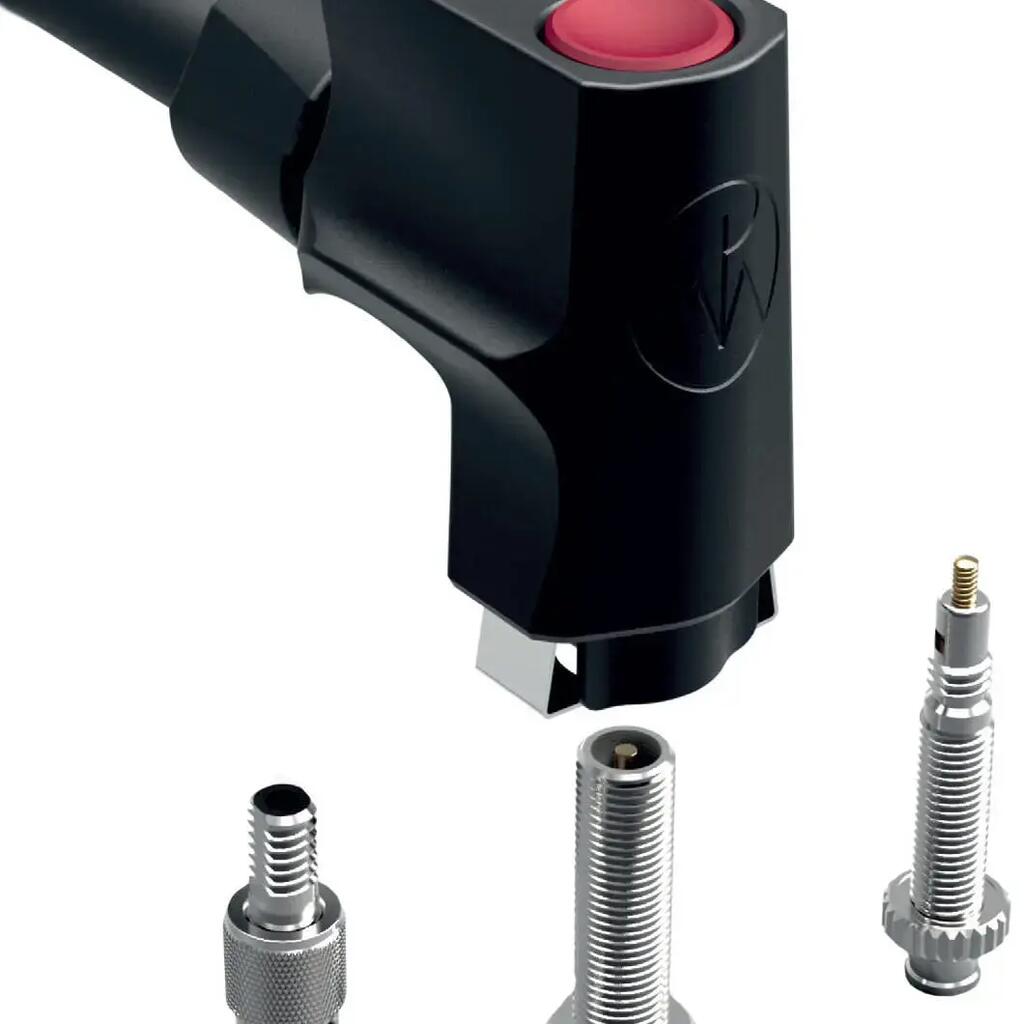 Pieper universal pump head for DV/AV/SV valves — black plastic.