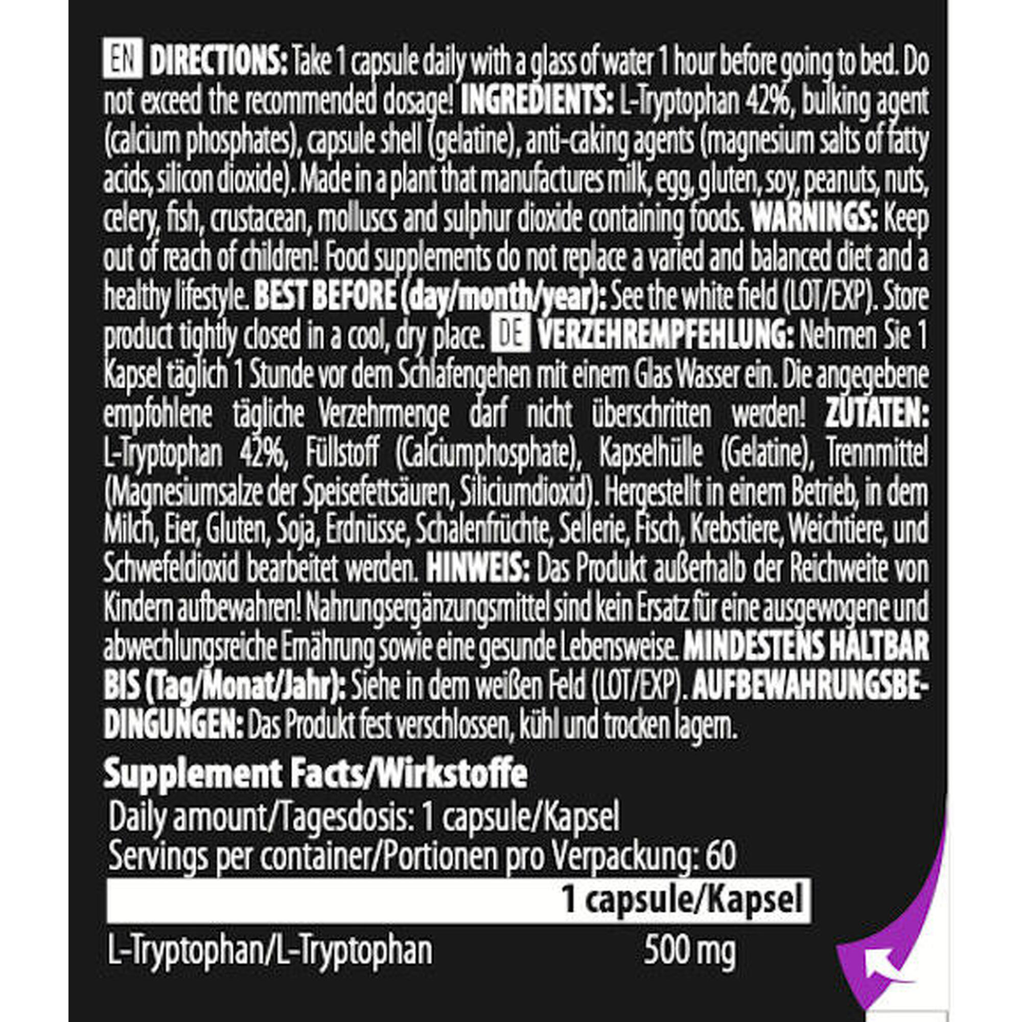 Scitec Nutrition - L-tryptophane - Tryptophan - 60 Gélules - Complément Alimentaire - Decathlon