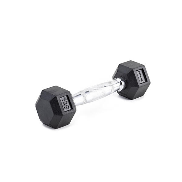 [Manubrio esagonale gommato palestra] Pesi professionali fino a 70 kg chrome 1/2