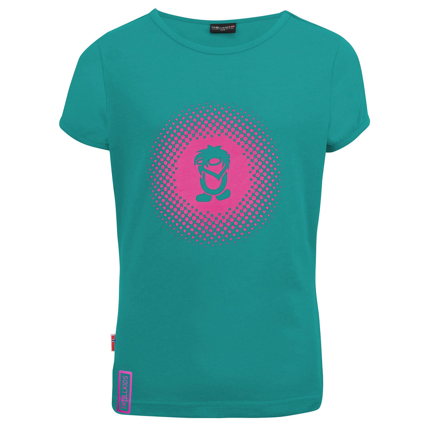 T-shirt fille logo vert émeraude / rouge rubis 1/3