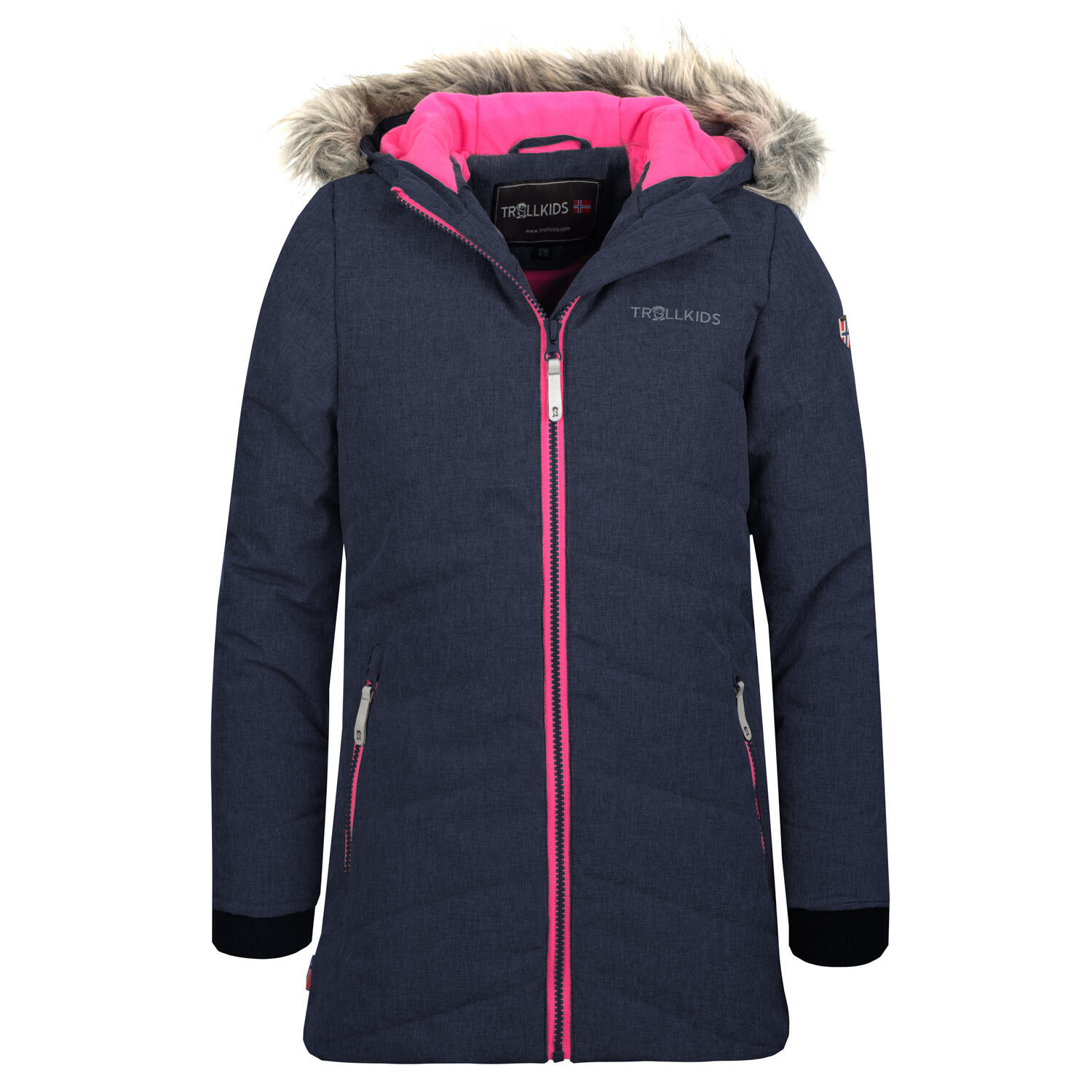 Trollkids - Veste D'Hiver Pour Enfants Lifjell Imperméable Bleu Marine / Vert Vipérine - Doudoune Synthétique - Bleu|rose - 3 À 4 Ans - Decathlon