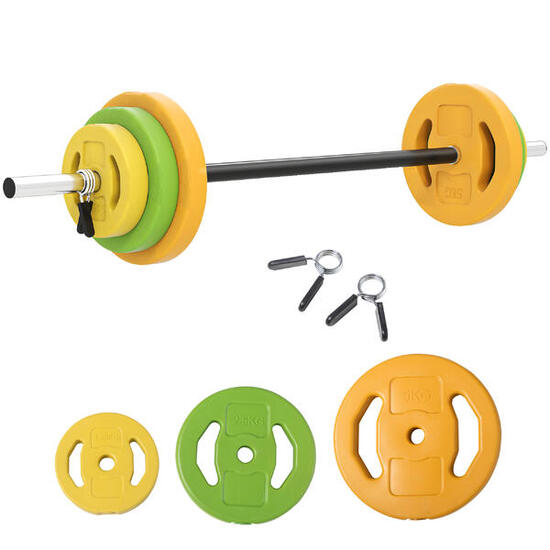 HOMCOM Set Bilanciere e Dischi da 20 kg totali con 6 Pesi Multicolore