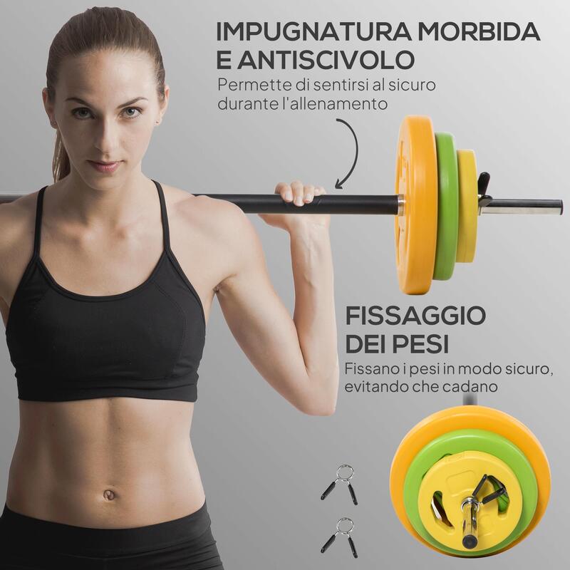 Set haltere și discuri HOMCOM 20 kg cu 6 greutăți multicolore