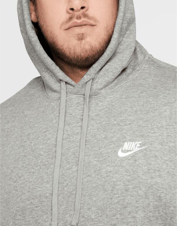 Sweat À Capuche SPORTSWEAR CLUB Adulte (Gris Foncé Chiné / Argenté Mat / Blanc) 3/4