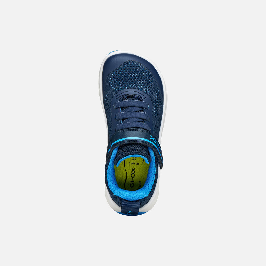 Baskets Garçon FOOT-RUN BOY Bleu Marine/Bleu Ciel 6/7