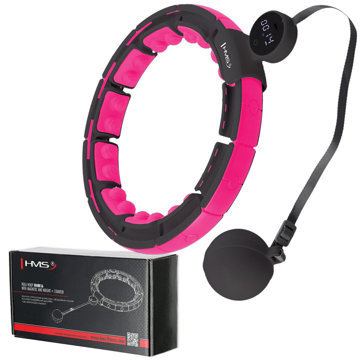 Hms - Hula Hoop Avec Aimants Et Poids + Écran Lcd Hms Hhm16 - Hula Hoop - Noir|rose - Taille Unique - Decathlon