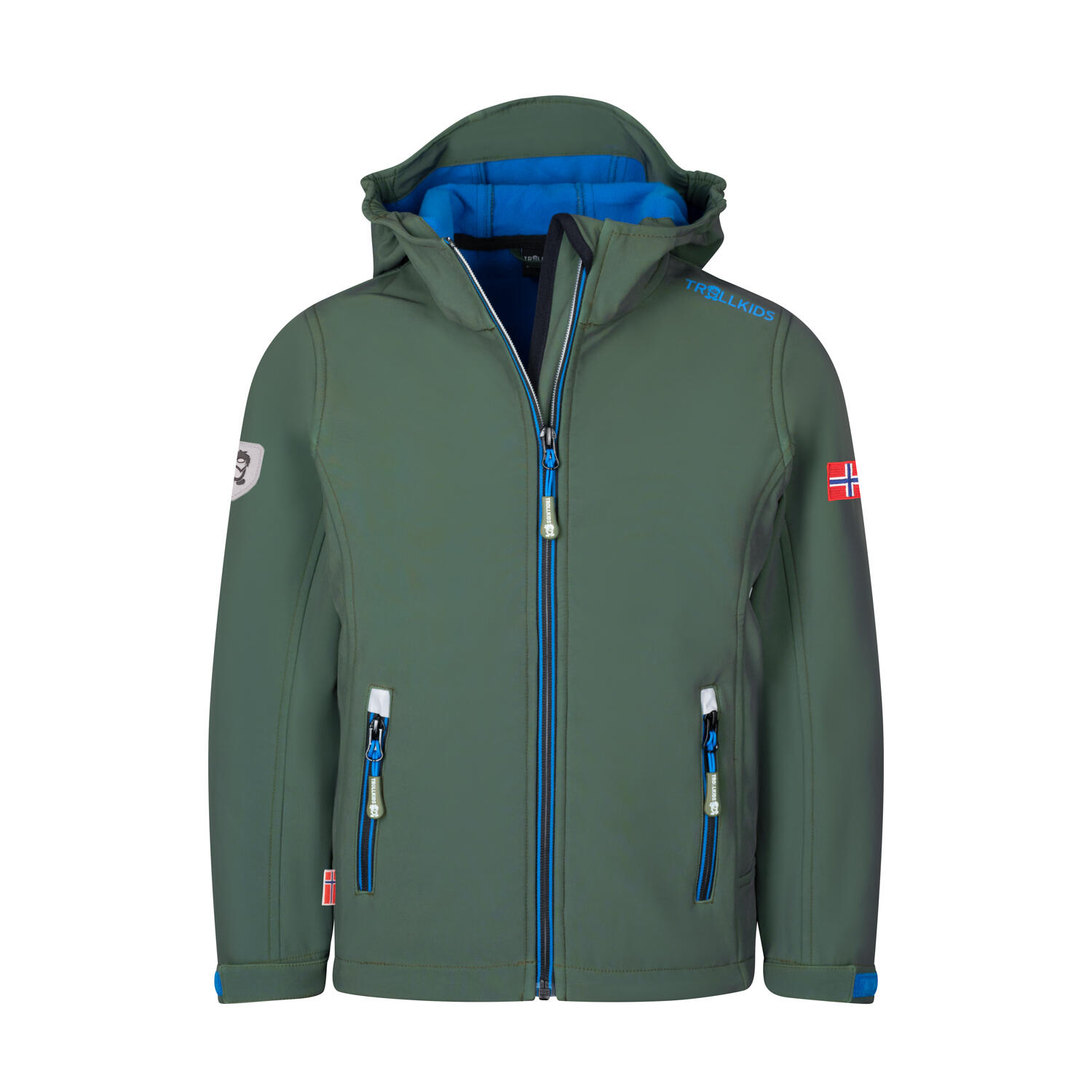 Trollkids - Veste Softshell Pour Enfants Trollfjord Vert Lierre/bleu Moyen/noir - Veste - Bleu|noir|vert - 3 À 4 Ans - Decathlon