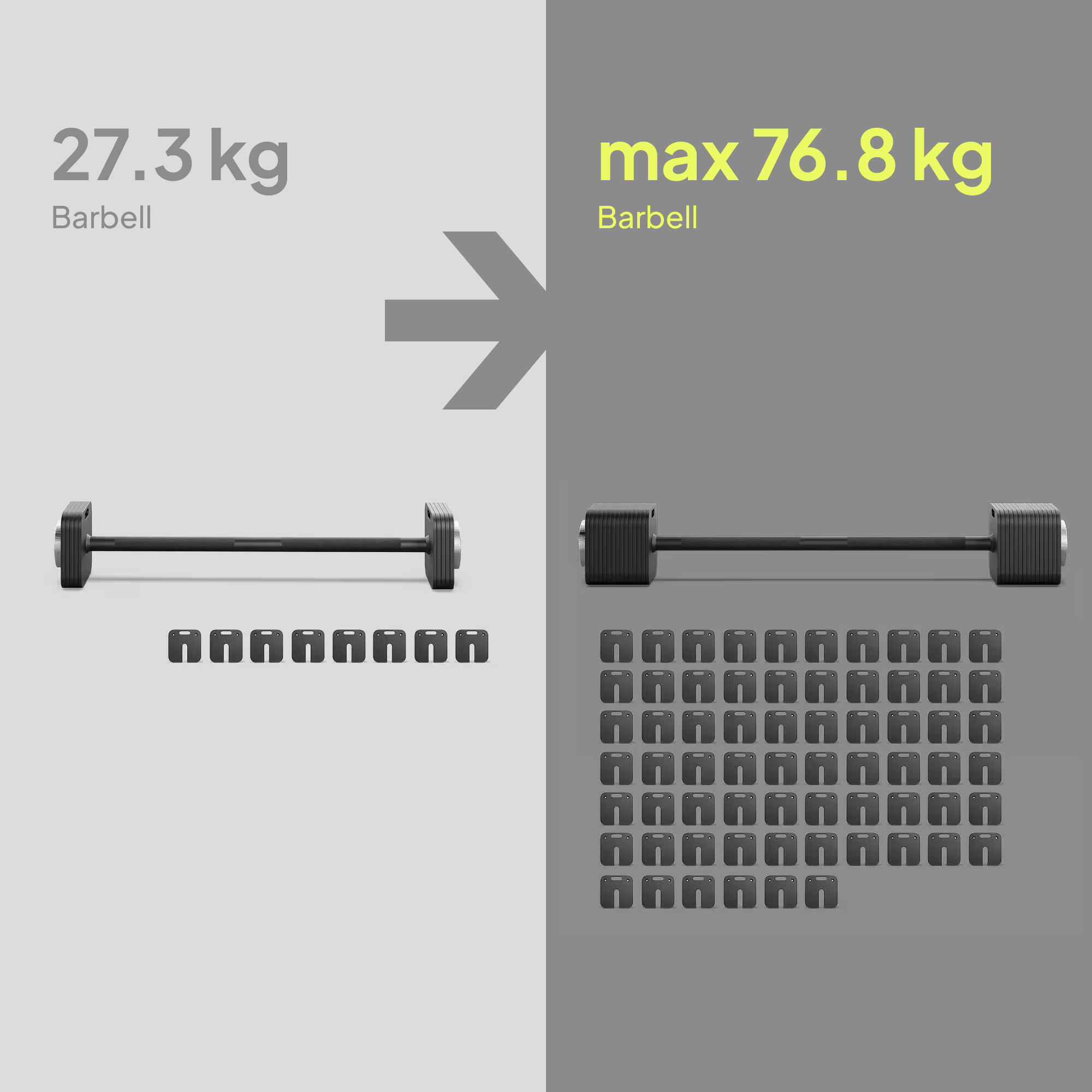 Kit barre et poids de musculation Zipro Square 27.3 kg 7/8