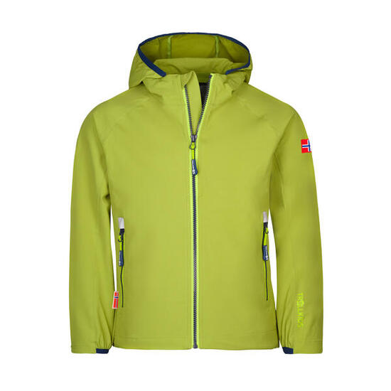 Kinder Softshell Jacke Kvalvika Petrolgrün/Lime