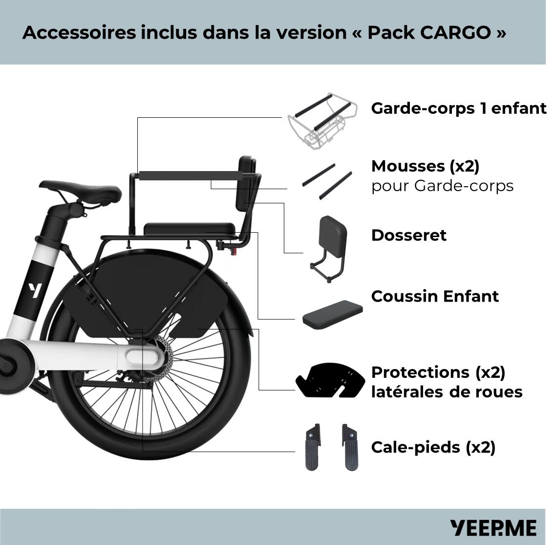 Vélo Cargo Compact YEEP.ME DAY COMPACT “Pack Cargo” Blanc - boite vitesses auto 3/7