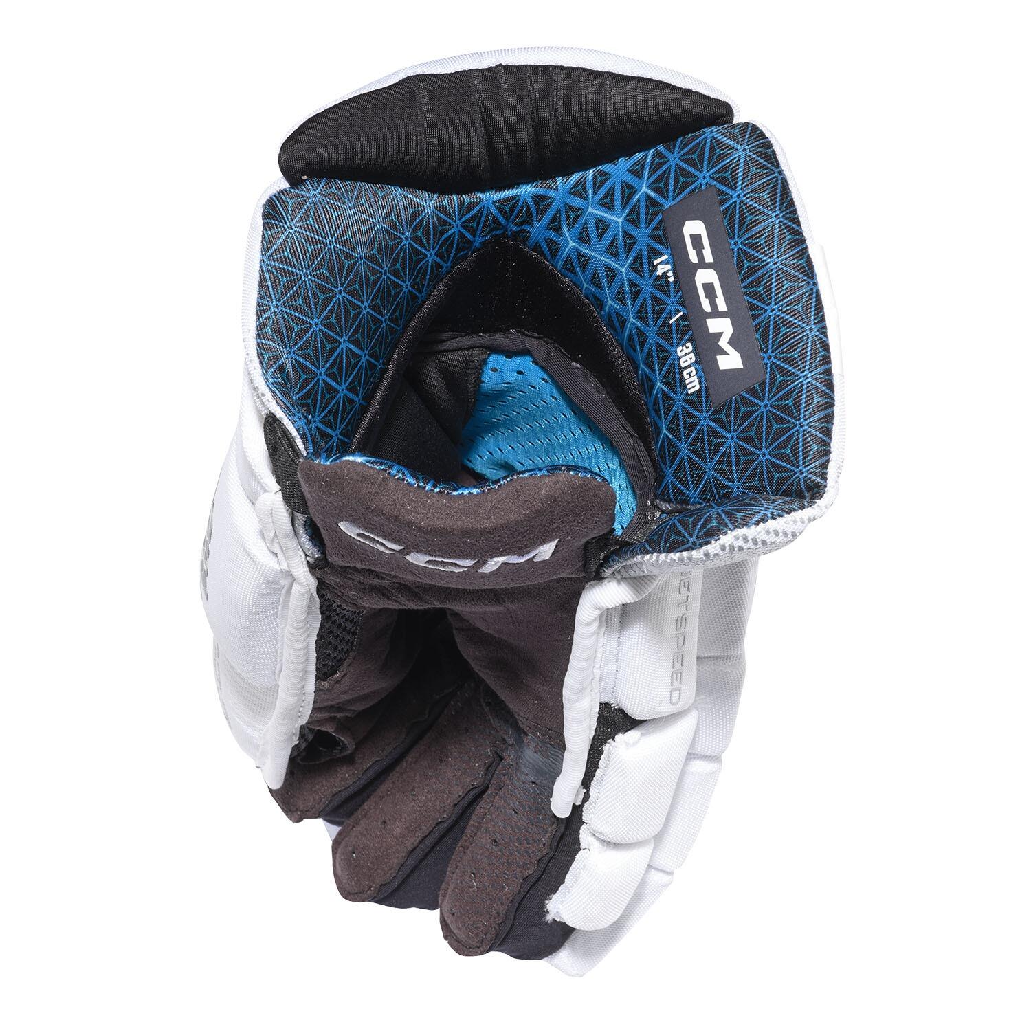 Guantes de hockey sobre hielo Jetspeed FT8 Pro - Junior - Blanco/Plateado - 11" 3/7