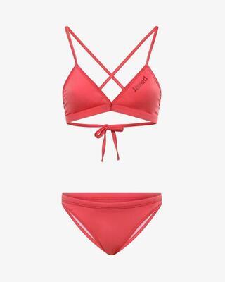 costume bikini turchese e pesca da donna in mat. sintetico da nuoto