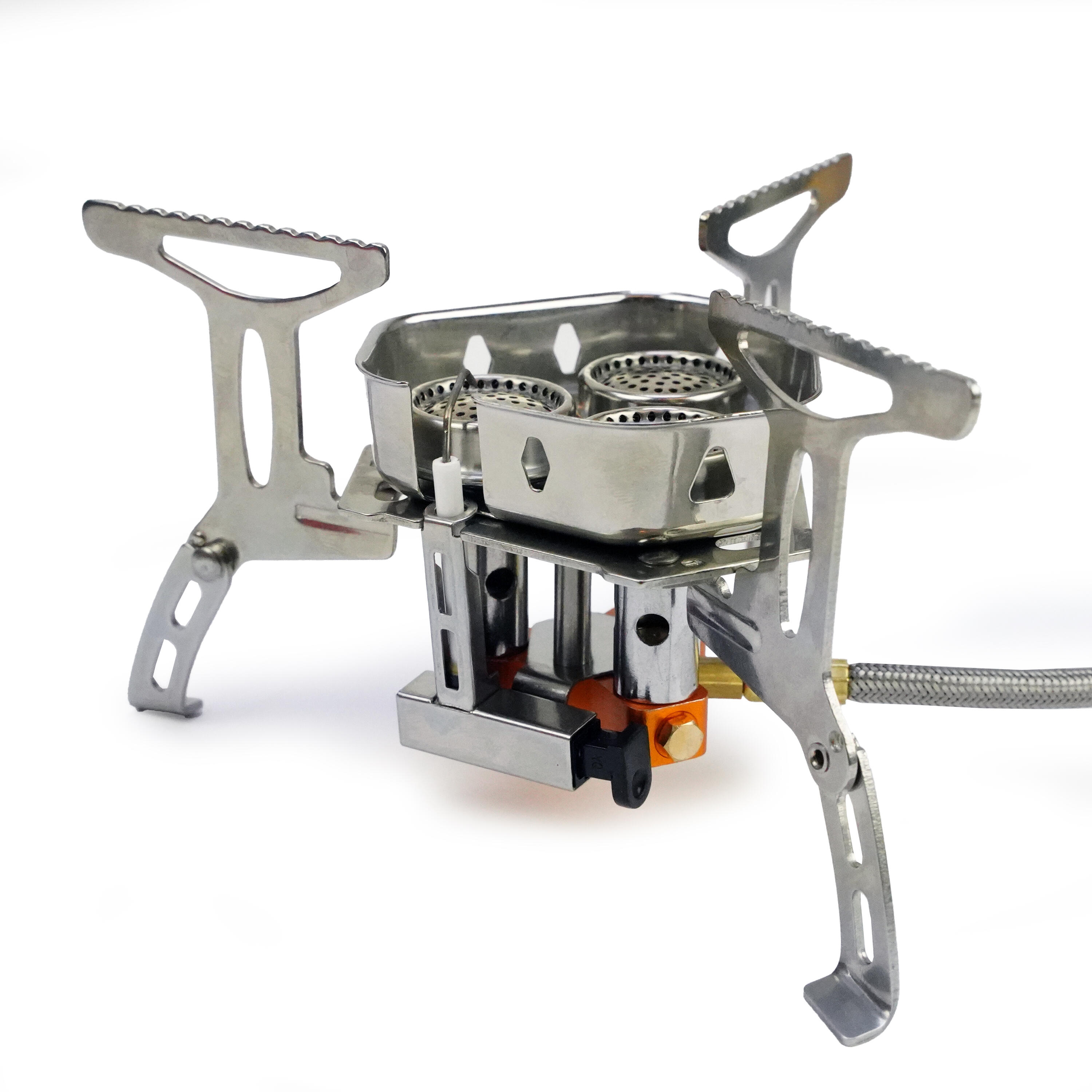 Réchaud à gaz pliable Turbo 6800W - avec raccord - incl. 8 bouteilles de gaz 3/7