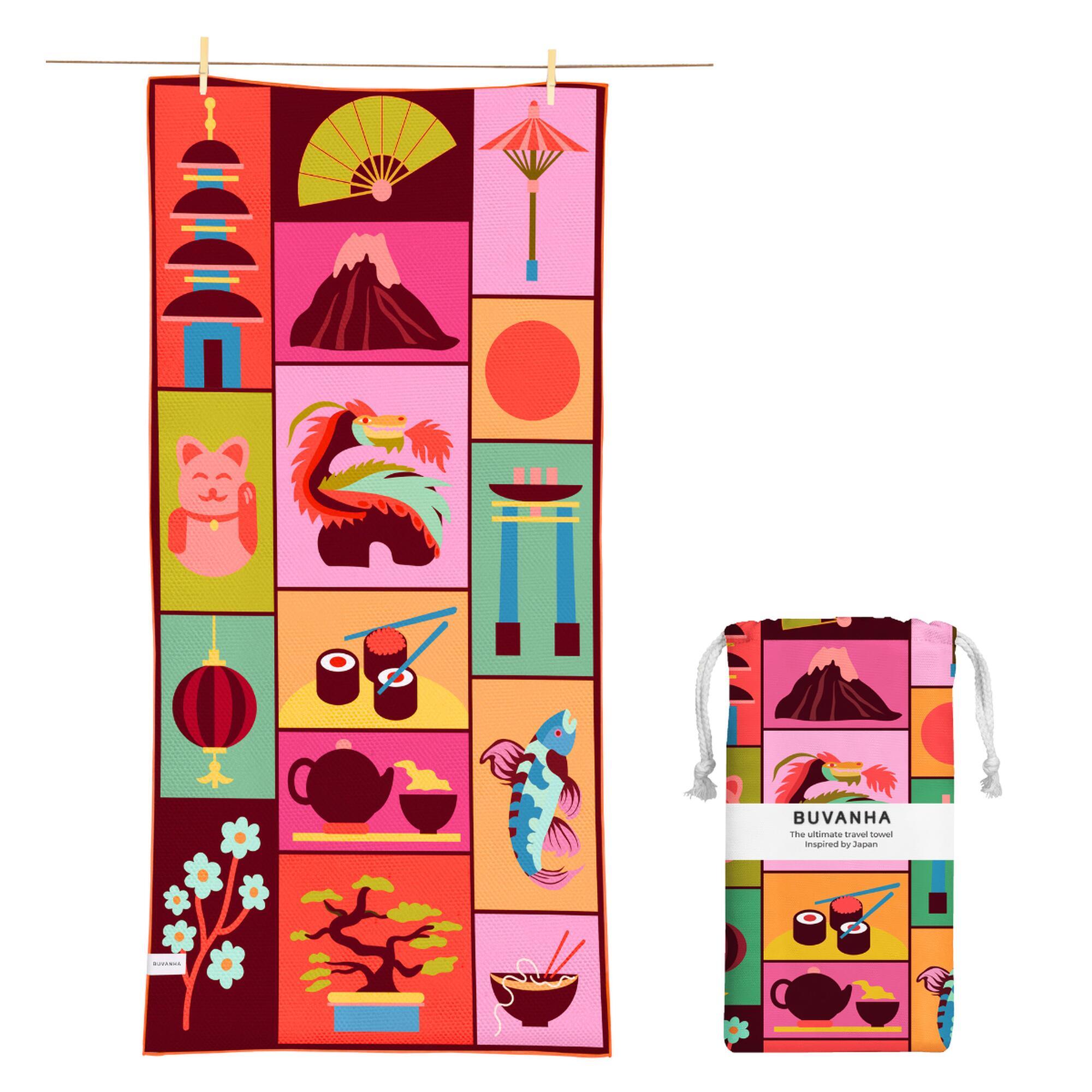 Buvanha - Serviette De Voyage Japan - 160 X 80 Cm - Serviette - Vert - No Size - Decathlon