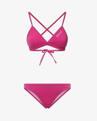 costume bikini turchese e pesca da donna in mat. sintetico da nuoto