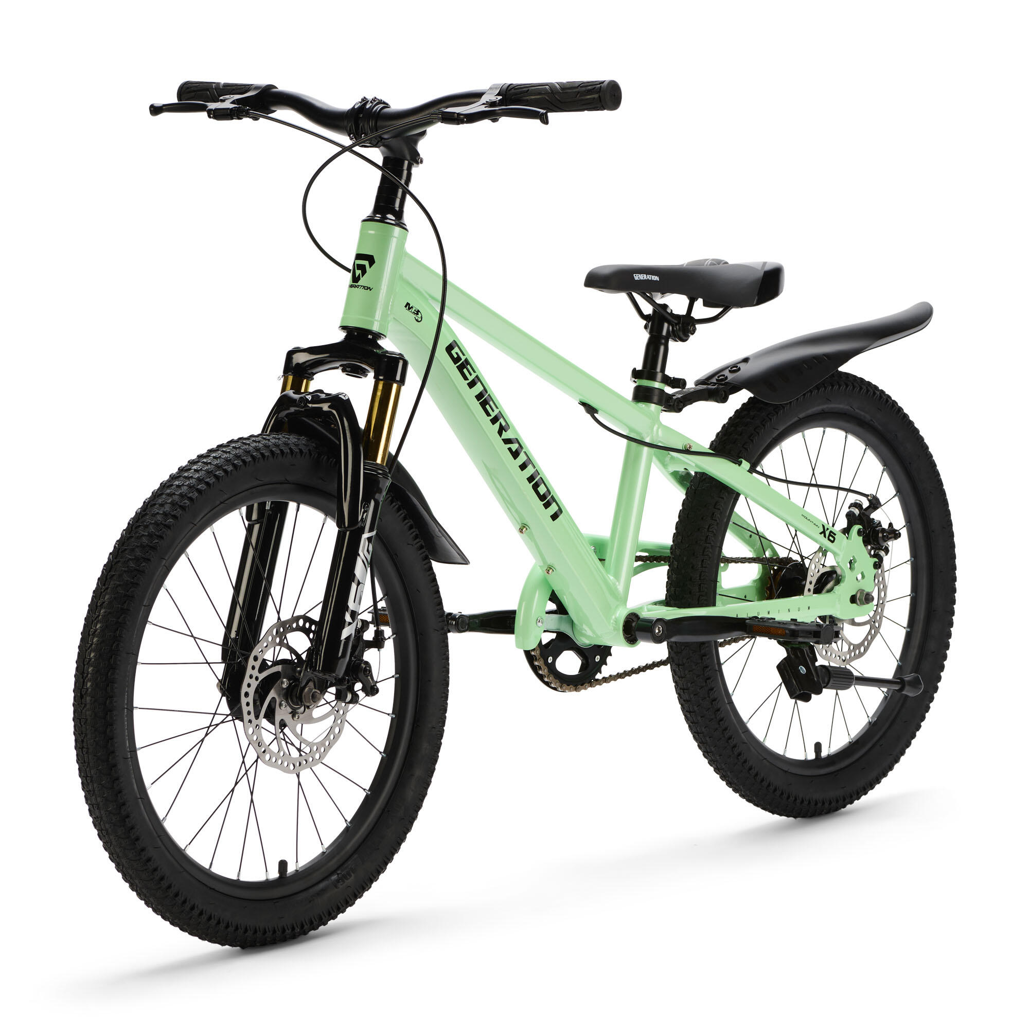 Generation X6 20 pulgadas Verde menta – Bicicleta infantil con guardabarros 3/5